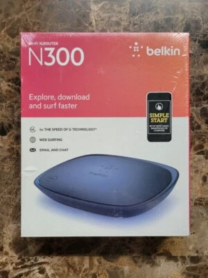 NEW SEALED Belkin N300 Wi-Fi N Router 300 Mbps 4-Port 10/100 2.4 GHz Wireless - Image 1 of 4