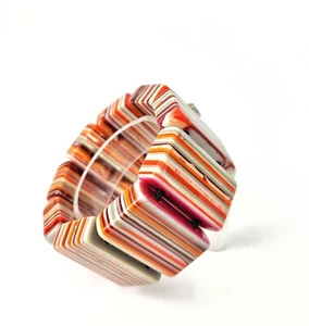 Sobral Rare Pop Art 8.5 Pecas Orange Programado Stripes Artist Made Bracelet - Picture 1 of 5