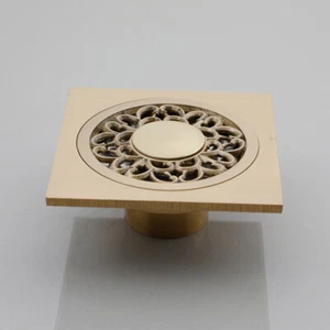 10*10cm Brass Waste Floor Drain Shower Square Bathroom Floor Drain Cover - Picture 1 of 9