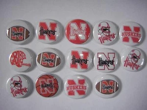 Nebraska Huskers flat back button or pin badge cabochons embellishments magnets - Picture 1 of 5