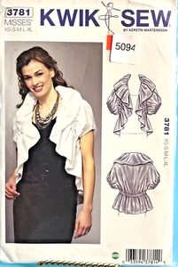Kwik Sew Pattern 3781 Misses Sz. XS-XL Ruffle Bolero Jacket - Picture 1 of 4