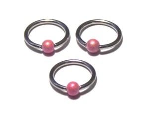 Anello capezzolo orecchio sfera 3 - 14g 1/2 rosa iridescenza 4,5mm acciaio chirurgico 316L sexy - Foto 1 di 7