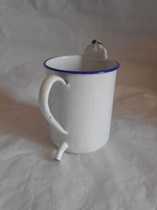 vintage Medical French Enamelware Enema jug 1930s white and blue - Picture 1 of 6