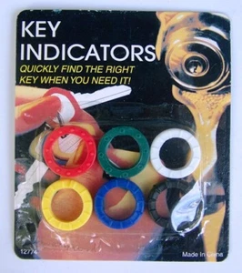 KEY ID INDICATORS COLOR CODED HOUSE KEY RINGS FIND THE RIGHT KEY PK OF 6 - NEW - Picture 1 of 3