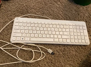 Computer Keyboard HP Wired White Slim PC Model KBAH21 USB Connection N - Picture 1 of 1