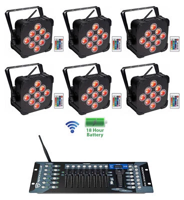 (6) Rockville BEST PAR 60 Rechargeable Wash Lights w/Wireless DMX Controller - Image 1 of 4