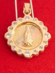 NEU 14K Gold Runde Jungfrau Guadalupe Charm, Anhänger 0,9 gr.  - Bild 1 von 2