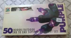 Set of Holiday PURPLE 50 String Mini Lights/ Light Working New In Box - Picture 1 of 5