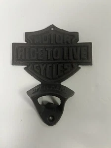 Ride to Live Motorcycles 5” x 6 Cast Iron Wall-Mount Bottle Opener . 15oz.- - Picture 1 of 3