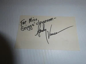 Vintage 1970s MLB Baseball Player Sandy Vance Signed 3x5 Index Card - Picture 1 of 2