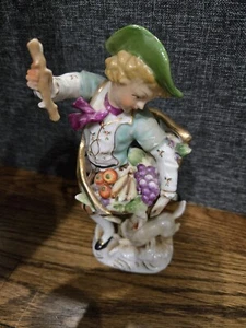 Vintage Ucagco Japanese Boy With Dog Porcelain Figurine - Picture 1 of 6