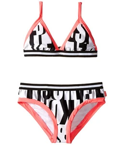 SEAFOLLY KIDS TAGGED SCUBA TRIKINI BIKINI SWIM TWO PIECE SET BLACK SZ 12 NEW $52 - Picture 1 of 2