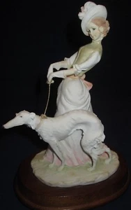 Arnart Figurine Victorian Woman Walking Wolfhound - Pucci Design 1984 - 8 1/2" - Picture 1 of 8