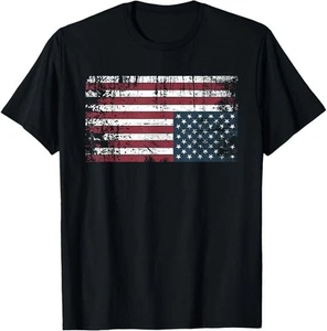 Upside Down American Flag Vintage Usa Vintage Colors Unisex T-Shirt - Picture 1 of 20