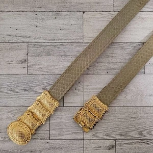 Damen Alexis Kirk Y2K Gaudy Beige Schlangenleder Verstellbarer Gürtel Größe L - Bild 1 von 4