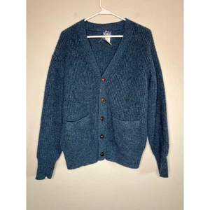 Cárdigan Woolrich Años 80 Azul Marino Tejido con Cable Lana Granola Abuelo Old Money M - Imagen 1 de 7