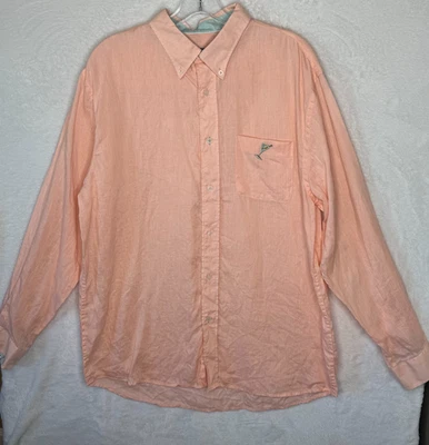 Camisa Náufrago Para Hombre Grande 100% Lino Abotonada Nantucket Island Preppy Playa Foto 1 de 4