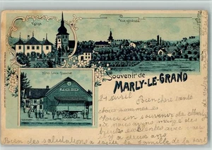 13702352 - Marly Lithographie Kirche Hotel Croix-Blanche Freiburg / Fribourg FR - Bild 1 von 2