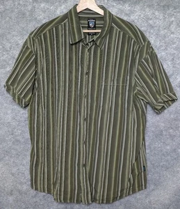 Kuhl Camicia Uomo XL Verde Suncel Righe Manica Corta Bottoni Campeggio Outdoor - Foto 1 di 6
