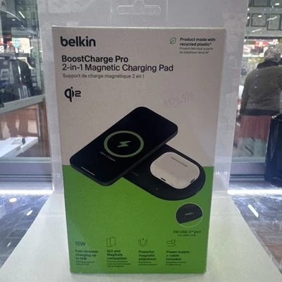 Belkin BoostCharge Pro 2in1 Magnetic Charging Travel Pad with Qi2 15W Brand New - Image 1 of 4