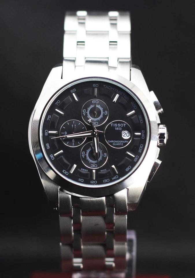 Hermoso Reloj Tissot 1853 Cronógrafo En Esfera Negra Movimiento Cuarzo Con Fecha. Foto 1 de 4