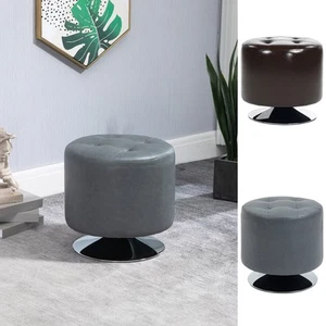 360° Swivel Foot Stool Round PU Footstool w/ Thick Padding and Steel Base - Picture 1 of 23