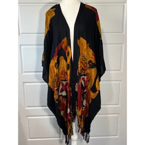 Nuevo con etiquetas Kimono Base Southwest Indian Cubrir Negro Naranja Rojo Abstracto - Imagen 1 de 11