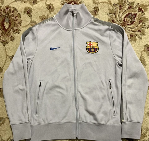 MEN'S NIKE N98 FC BARCELONA JACKET TRACK TOP SOCCER FOOTBALL GRAY SIZE M Cover