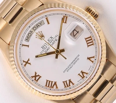 Rolex Day-Date 18k Gold President 18238-Double Quick 36mm Watch-White Roman Dial - Image 1 of 4