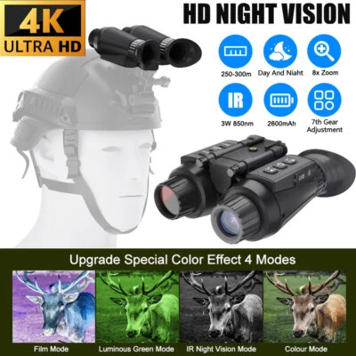 NV8300 Infrared Night Vision Binoculars 4K UHD 3D Goggles 8X Digital Zoom 300M - Image 1 of 4