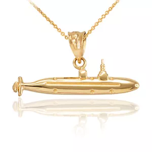 Collar Colgante Barco Submarino de Oro Sólido 14K - Oro Amarillo, Rosa o Blanco - Imagen 1 de 6