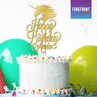Topper torta UNICORNO COMPLEANNO oro glitter personalizzato torta di compleanno bambino/bambino