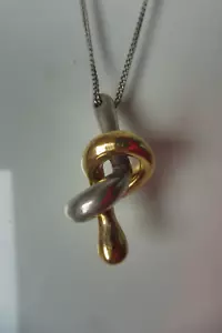 Bellissima, antica collana con ciondolo, argento 925 parzialmente dorato - Foto 1 di 8