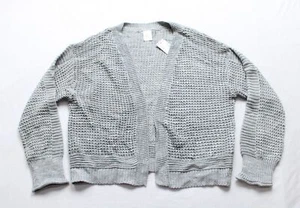 Evsie Girl's Solid Crochet Long Sleeve Cardigan EJ3 Grey Large 11/12 NWT - Picture 1 of 4