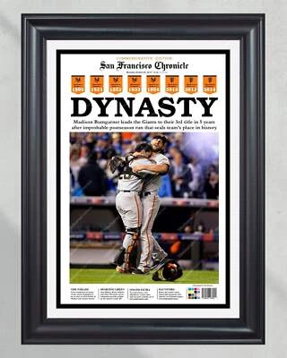 Impresión de portada de periódico enmarcada de campeones de la Serie Mundial de los Gigantes de San Francisco 2014 Foto 1 de 4