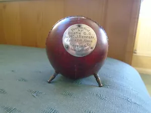 1933 ENGRAVED CRICKET BALL BOOTLE CRICKET CLUB v NESTON - J BENNETT 126 RUNS - Picture 1 of 5