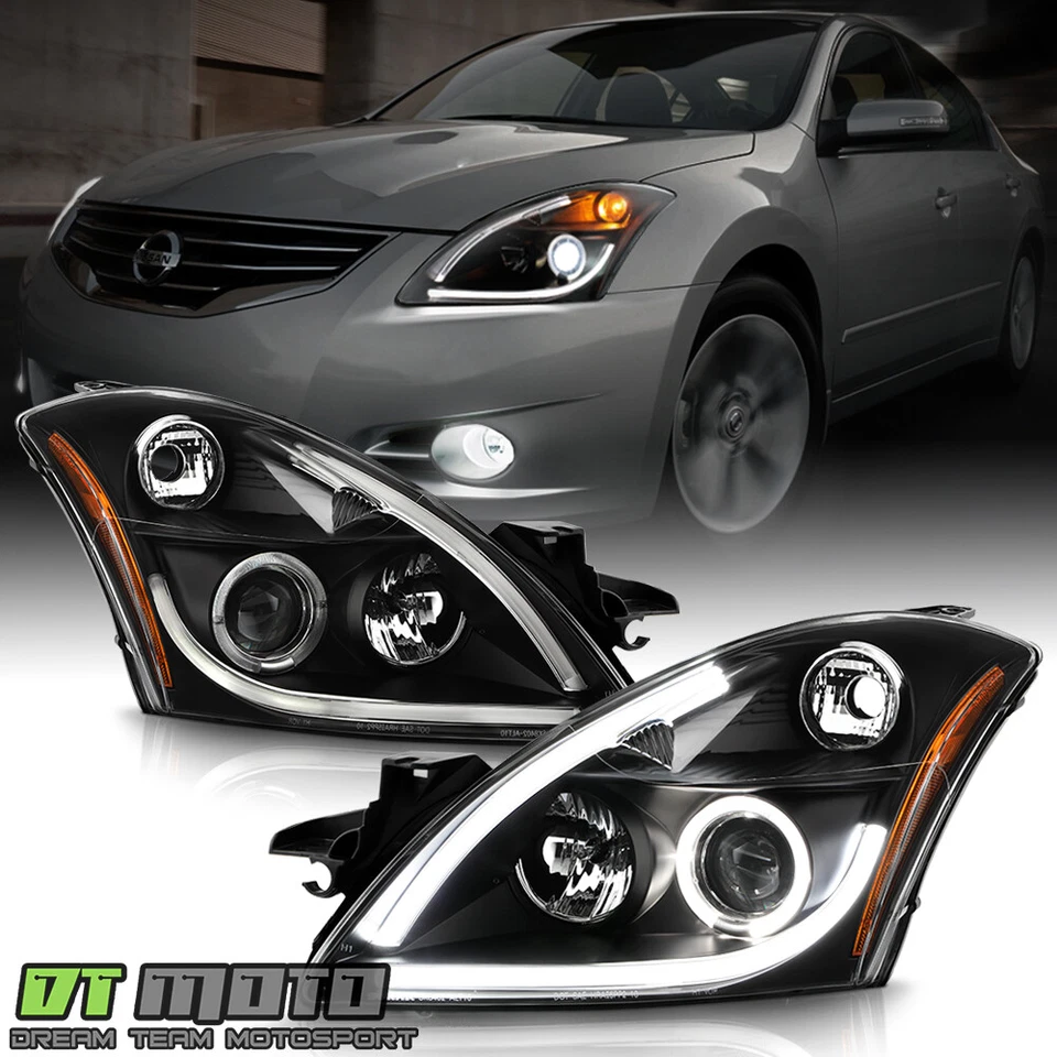 Faros proyectores de tubo LED negros para sedán Altima 2010 2011 2012 Foto 1 de 4