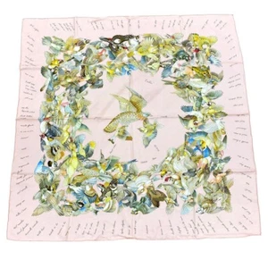 Auth Hermes Carree 90 "L'Intrus Intruder" Scarf Silk Pink Bird Used from JP IK - Picture 1 of 4
