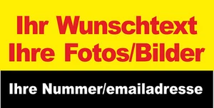 Striscione di alta qualità resistente alle intemperie con occhielli "Testo a tuo piacimento" 100x200cm - Foto 1 di 1