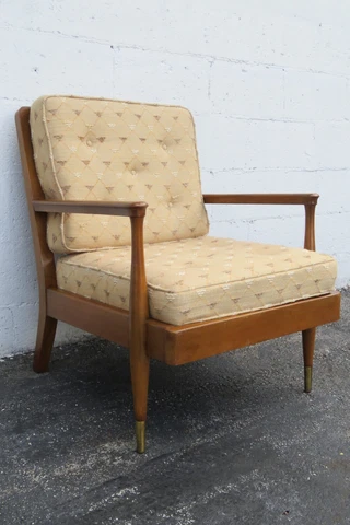 1950s Mid Century Modern Solid Wood Chair Sling Lounge Chair 4886 Cover