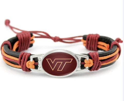 Virginia Tech Bracelet Adjustable Leather Cover