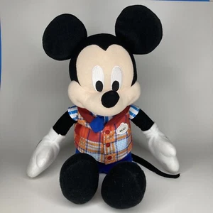 Disney Parks Mickey Mouse Employee Host Plaid Vest Name Tag Plush Stuffed Animal - Picture 1 of 7
