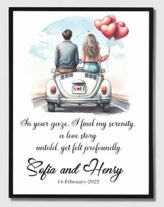 FRAMED Personalised Valentines Day Print Gift for Boyfriend Girlfriend Wife SP50 - Picture 1 of 1