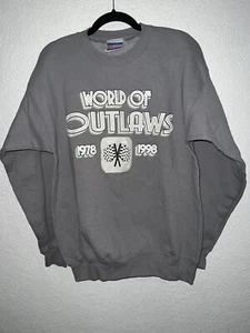 Vtg World of Outlaws Racing Crew Neck Sweatshirt Hanes Ultimate Tag 1998 Drag W - Picture 1 of 10