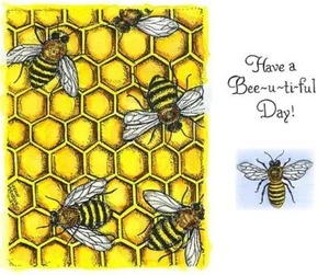 BEE Honey Comb Bees 3 Wood Mounted Rubber Stamp Set NORTHWOODS P11475 New - Picture 1 of 4