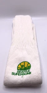 Vintage Seattle Super Sonics Logo Basketball Tube Socks Ribbed White New 21” - Picture 1 of 5