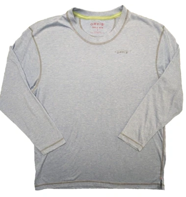 Orvis T-Shirt Mens Medium Blue Dri-Cast Long Sleeve Crew Trout Bum Logo *flaw* - Image 1 of 4