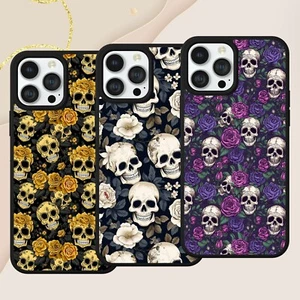 FUNDA DE TELÉFONO CON PATRÓN DE CALAVERA GÓTICA PARA IPHONE SAMSUNG PÍXEL ROSA AMARILLO - Imagen 1 de 8