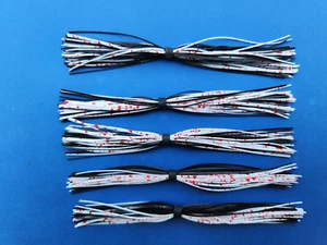 5 silicone Skirt BLACK/WHITE RED BLOOD SPOTS 5-91-BL92 Spinnerbait jig Tackle - Picture 1 of 1