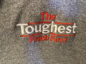 Cummins-themed The Toughest Finish First Mens L Gray Short Sleeve Golf Shirt - Picture 1 of 5